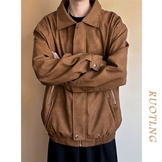 现货-春秋美式复古皮衣男潮牌街头时尚外套皮夹克-AP23064-P115，男装夹克，电商A351