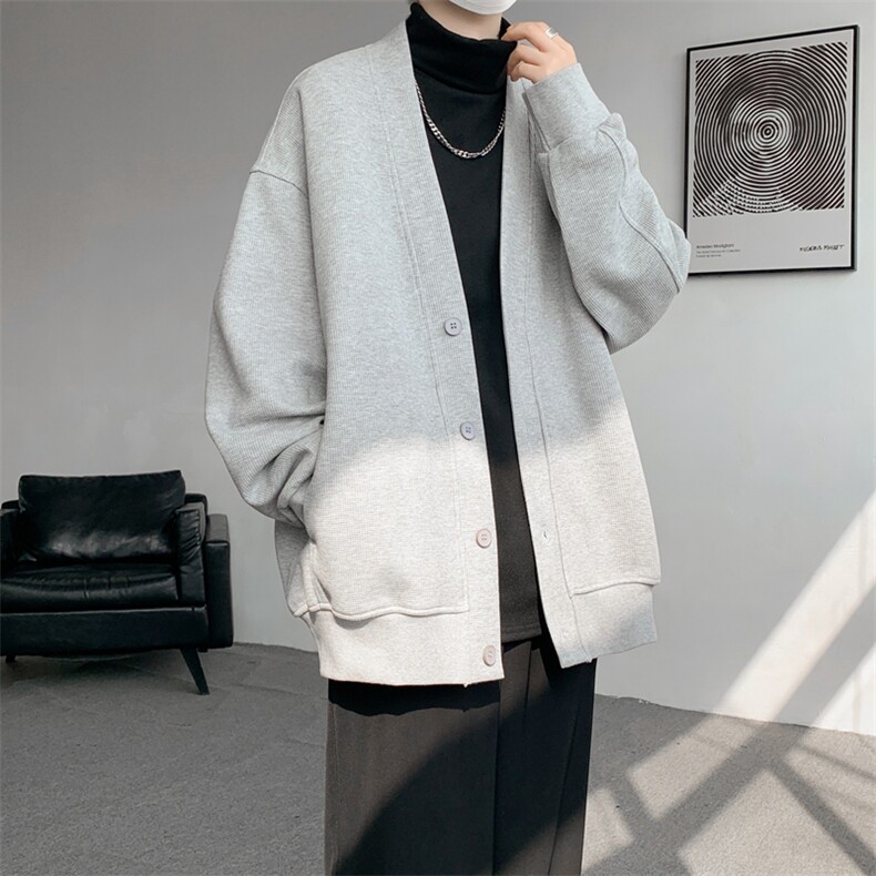 纯色开衫外套M~8XL大码高级感重磅宽松华夫格慵懒卫衣KS2101/P60，女装短外套，电商B238