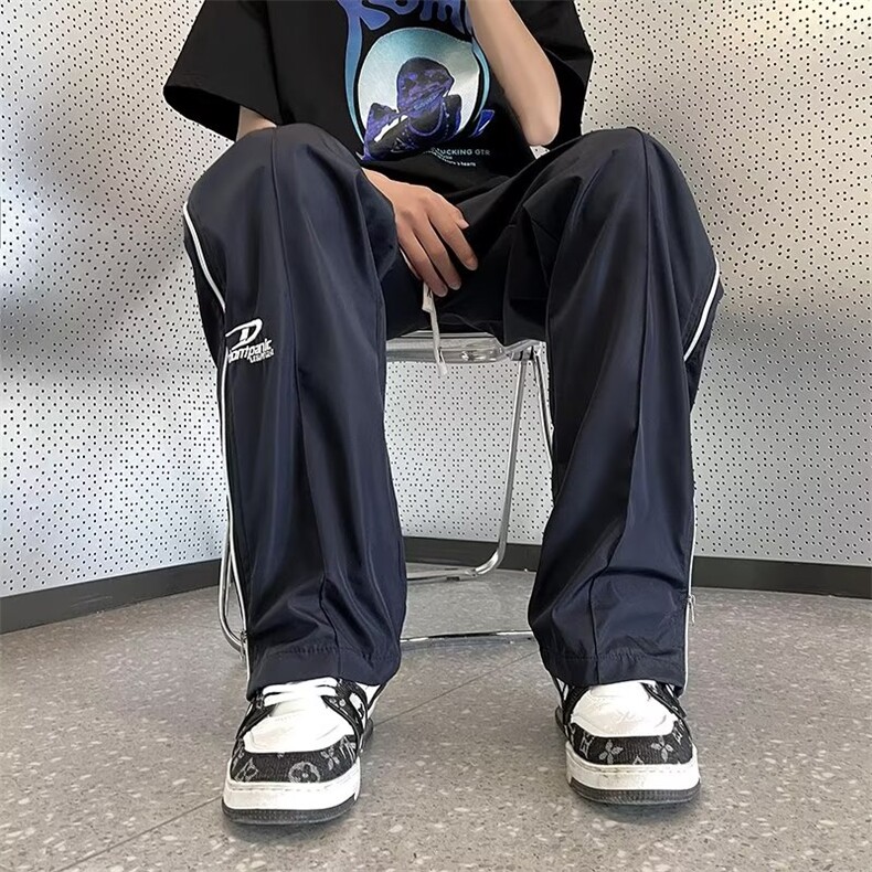 运动休闲裤男美式高街hiphop宽松百搭拉链工装直筒阔腿裤M269-P38,男装工装外套,星座1008-2