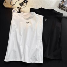 1平铺美式四角星设计潮流背心大码M-5XL休闲背心男BX8764P25控39，男装背心/马甲，星座226-2