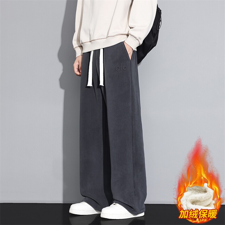 运动裤男加绒加厚卫裤冬季保暖棉裤宽松休闲阔腿裤JR29186-特P40,男装休闲裤,星座610（原A335）