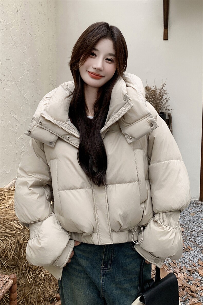 【新款现货】设计感连帽短款小个子白鸭绒面包服99819款P235K438,女装羽绒服,2C316