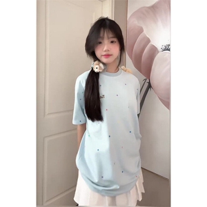小熊公仔+刺绣 纯棉短袖ZX0249-P35图片