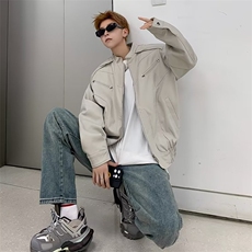 时尚高级感机车皮衣男士宽松小众设计感外套立体廓形潮牌PU皮夹克，男装夹克，星座410-7