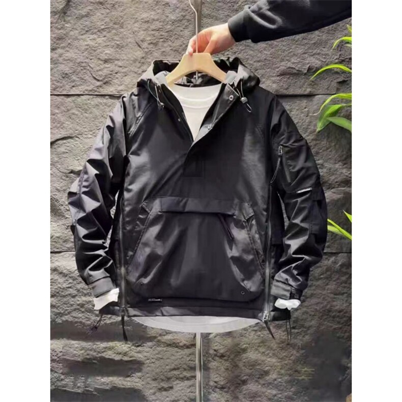 (网图)工装套头连帽棉服冲锋衣休闲纯色保暖棉衣313B-JK9927-P110,男装夹克,星座313B