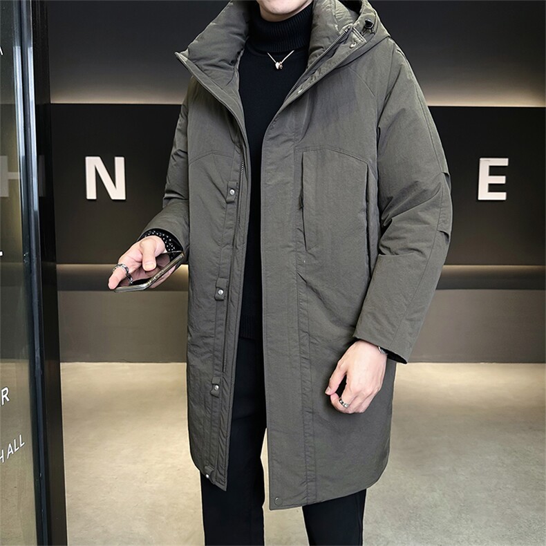 鹅绒标50店主风男士中长款连帽鹅绒羽绒服保暖外套8629-P325,男装羽绒服,电商B328