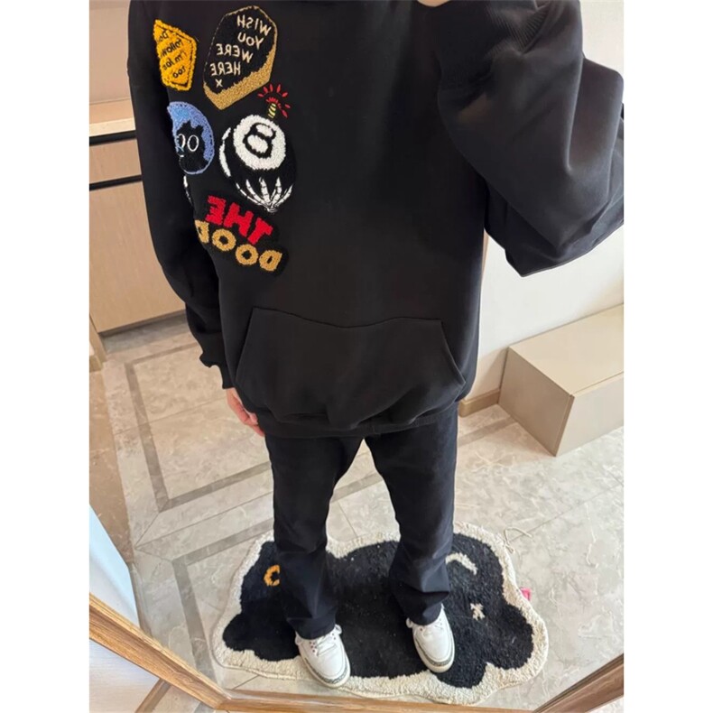 网图有货美式黑八刺绣华棉连帽休闲宽松情侣卫衣男女A778-P46,男装卫衣,星座1505