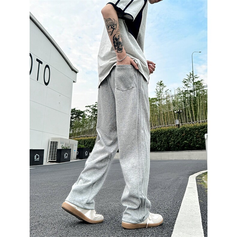 K10033-P35潮牌卫裤男2025新款百搭褶皱宽松直筒休闲长裤,男装休闲裤,电商A178