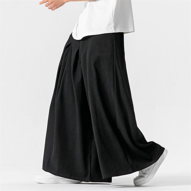 24夏季大码宽松裙裤汉服直筒阔腿裤休闲裤中式潮暗黑K251/P70,男装民族服装,电商A221A