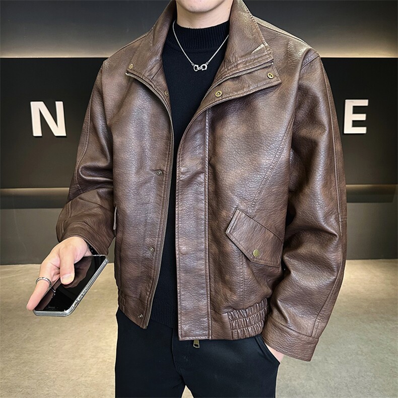 加绒加厚大货加绒皮夹克男装皮衣外套C317-J911-P175,男装夹克,电商C317