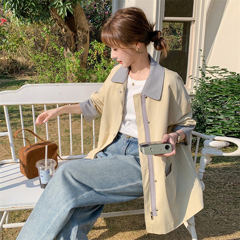 黄色短款风衣外套女宽松2026年春季新款小个子时尚百搭休闲上衣,女装风衣,2C166