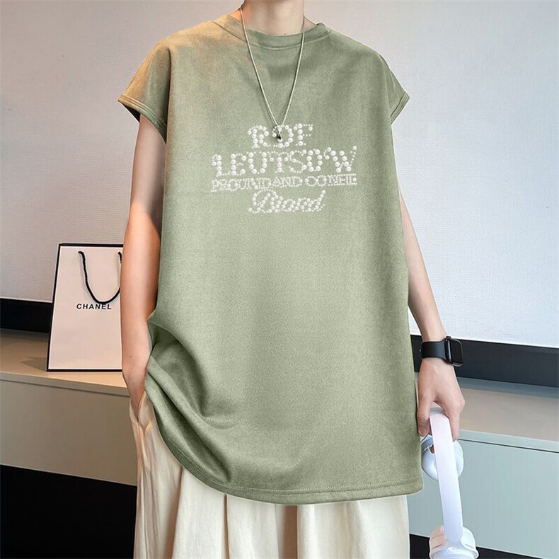 可设48小时发货支持抖音得物来样二开240克重磅美式麂皮绒背心t恤,男装背心/马甲,电商A486