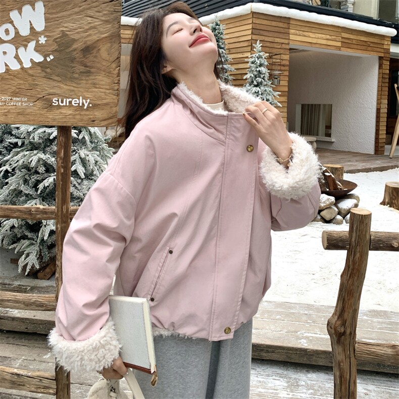 现货立领羊羔毛外套2C117-1811P175K268,女装棉衣/棉服,2C117