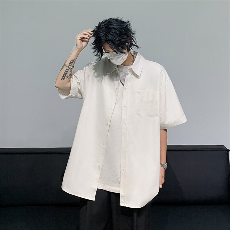 简约夏天薄款冰丝肌理感短袖衬衫时尚休闲半袖衬衣YC430 P32图片