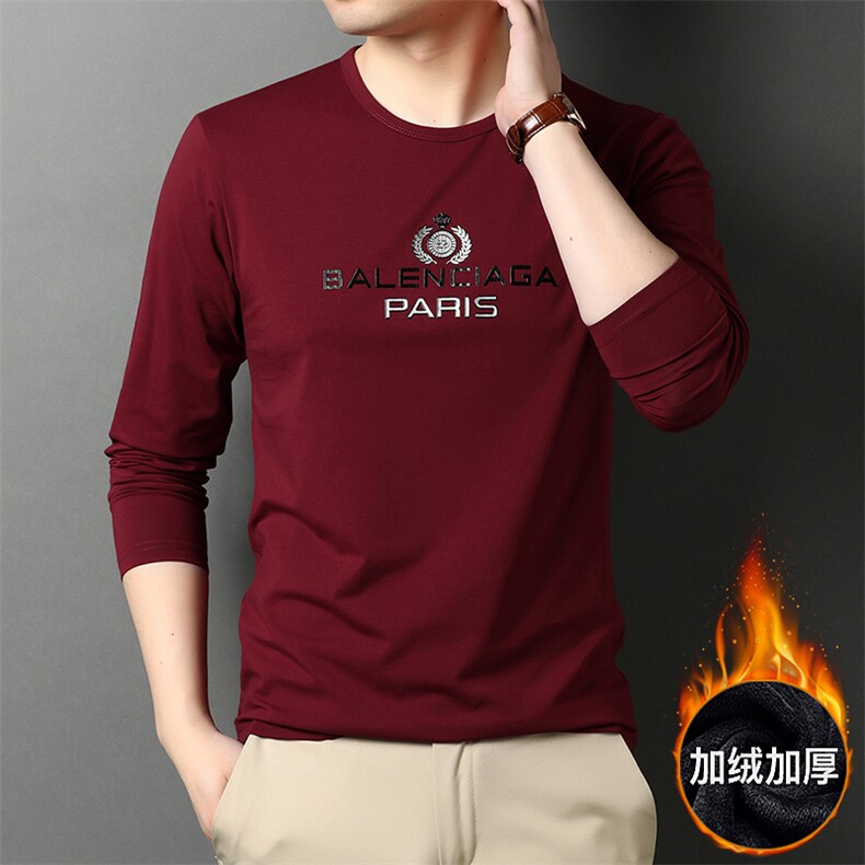 G5920t恤加厚保暖打底衫长袖纯棉男士加绒宽松圆领冬季P43,男装T恤,电商B360