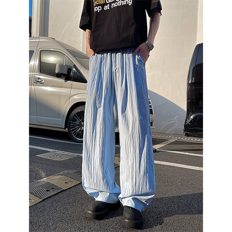 8XL-M多巴胺冰丝垂感慵懒山本裤男夏拖地裤子阔腿休闲裤KZ051P30,男装休闲裤,电商B312