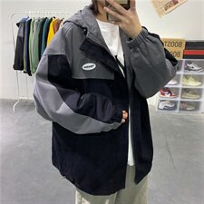 910A-J秋装新款拼色情侣夹克男女韩版宽松百搭外套男，男装夹克，星座910A