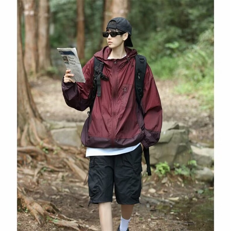 透气连帽防晒衣男夏美式潮牌设计感小众撞色防晒服外套W4855-P41,男装防晒衣,星座412-3