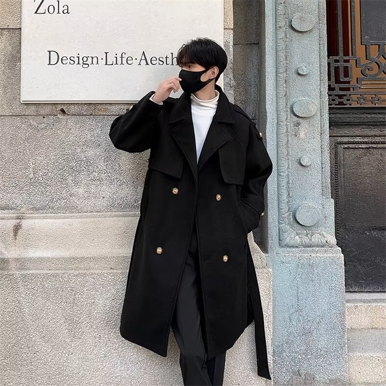 F75-P88秋冬毛呢大衣男高级感呢子中长款外套韩版潮流宽松风衣，男装风衣，星座512-6