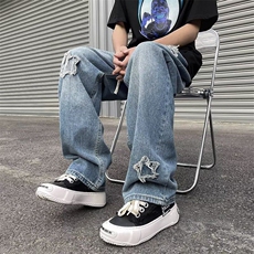 直脚流行牛仔裤潮男长裤夏季水洗宽松直筒拉链KK008-P40，男装牛仔裤，星座911-3
