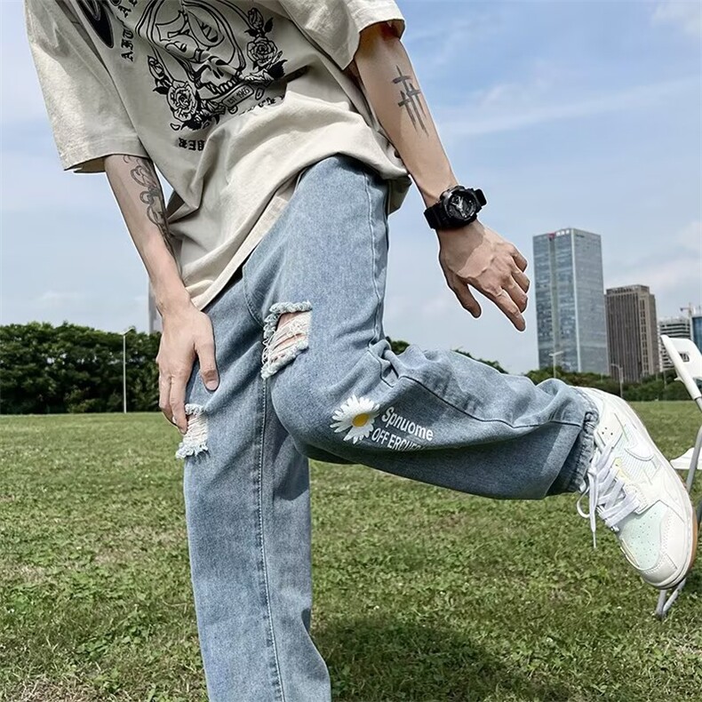 美式复古水洗做旧破洞牛仔裤男ins高街N997P35,男装牛仔裤,星座1116-2