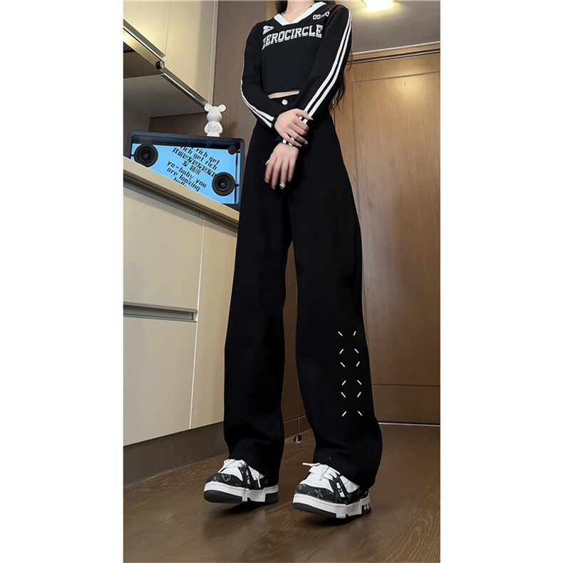 k1099-p45-控68  M-5XL现货oversize黄泥怀旧蓝色风牛仔裤大码图片