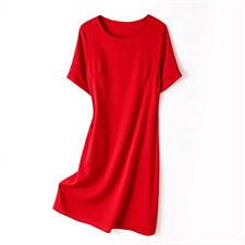 小个子真丝连衣裙女短袖2025春奢华大牌高端重磅杭州桑蚕丝中长裙，女装连衣裙，阿舍尔精品