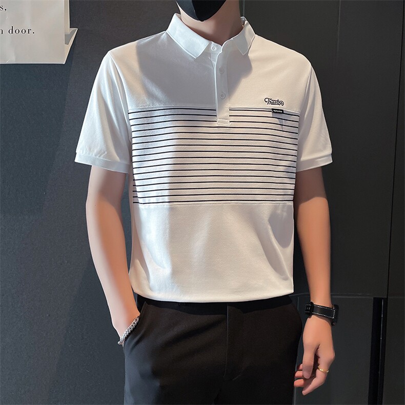 TX19-P55男T恤夏季短袖半袖新款半截袖POLO衫条纹T恤1,男装T恤,电商D327