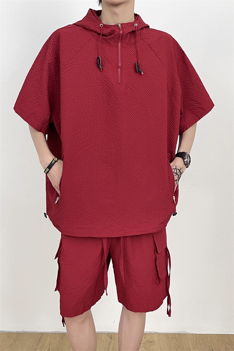 直播~泡泡纱短袖短裤休闲套装A468特P60控108,男装牛仔裤,电商A309