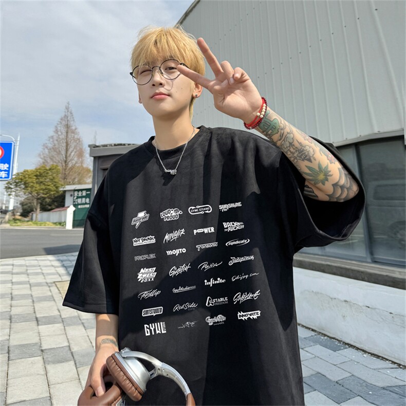 2024夏季新款麂皮绒圆领短袖T恤RT419-特P19控38,男装T恤,电商B370