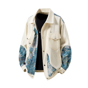立体白底风大码M-5XL植物花卉刺绣美式夹克男JK7806P95控138图片