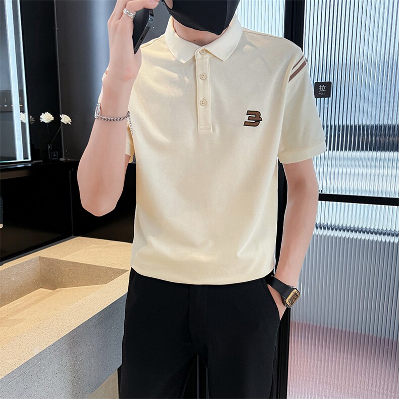 2025夏季短袖T恤翻领织带设计Polo衫高级感时尚上衣T0277-P48控78,男装T恤,电商D342