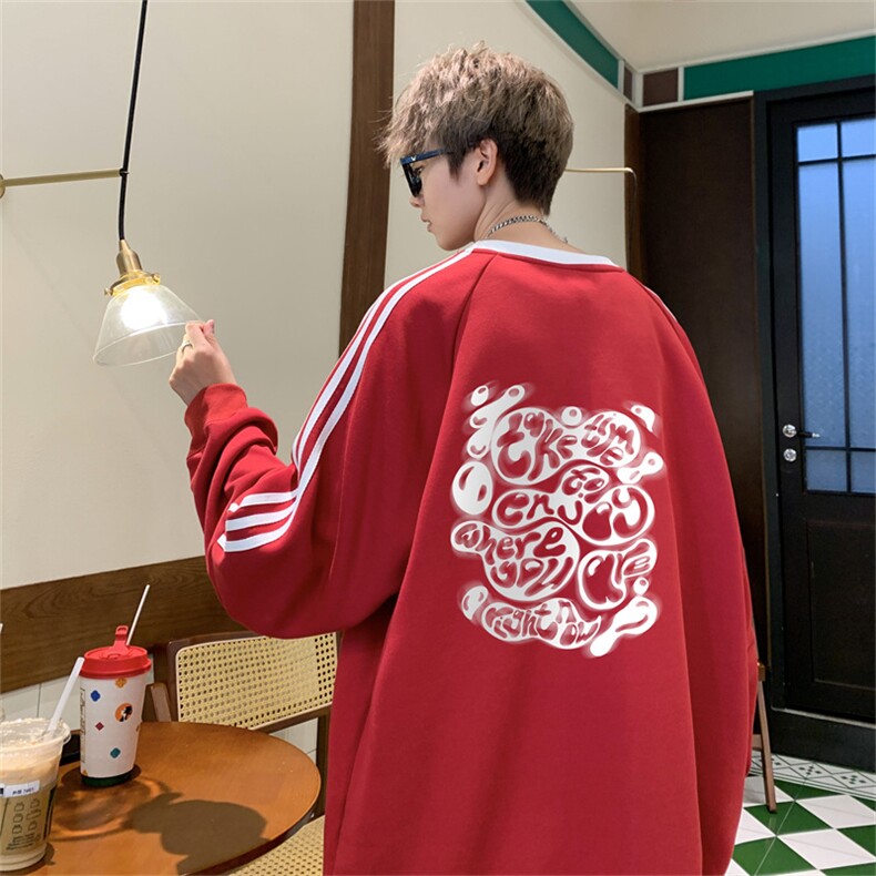 美式三杠条纹复圆领卫衣秋冬男女宽松长袖SW2483-P45控6850棉,男装卫衣,电商B370