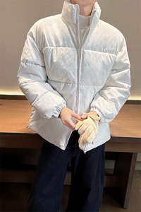 冬季外套纯色棉服 白花灰棉衣保暖情侣面包服男 D2200-TP35不图片