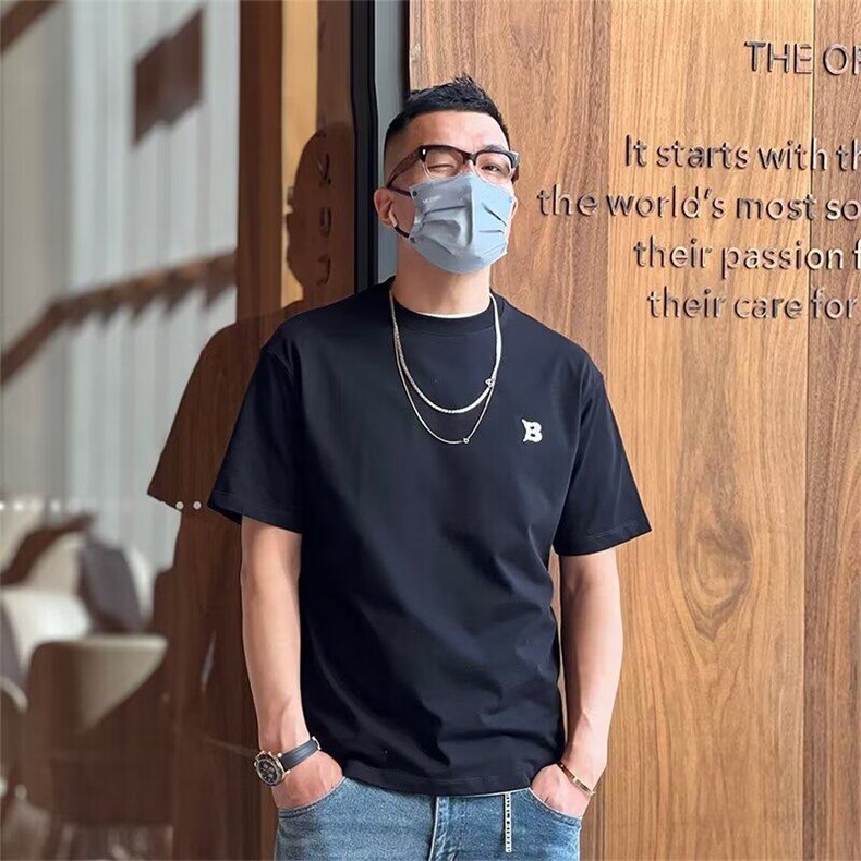 美式潮牌ins夏季新款休闲纯棉短袖T恤男士简约字母刺绣打底体恤潮,男装T恤,电商B212（原钱塘6029）