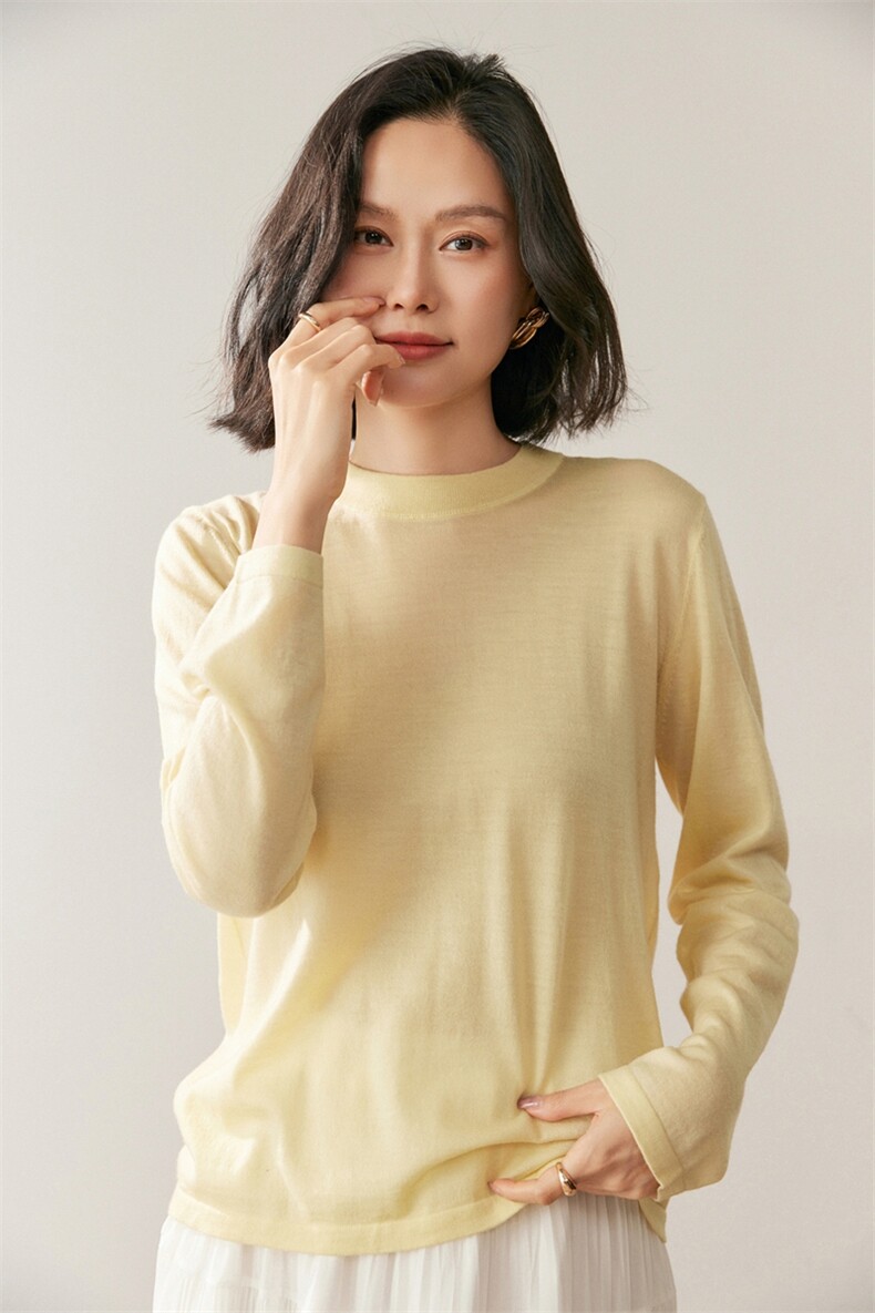 进口扬子纱60支精纺羊毛针织打底毛衣,针织衫/毛衣,鸥蕊娅羊绒