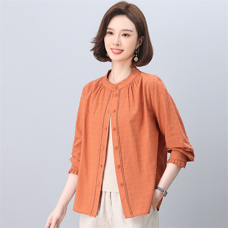 中年妈妈衬衫女长袖2026春秋新款大码宽松遮肚上衣洋气减龄衬衫,女装衬衫,独衣靓