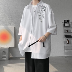 短袖衬衫男夏季新款新中式宽松冰丝大码衬衣CS3301-P32，男装衬衫，星座214-3