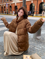 短款立领拼接袖简中式一手长加厚羽绒服女宽松保暖外套，女装羽绒服，浙宝189