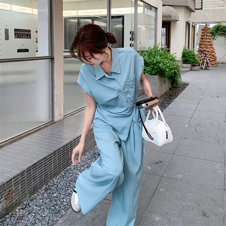 高级感浅蓝色女神范套装2563P155K228,女装套装/套裙,2C029