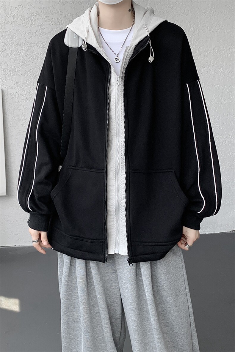 8XL-M秋季假两件加厚卫衣男棒球服夹克风衣外套WY36P78,男装夹克,电商D206-1