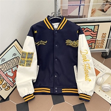 2025新款棒球服外套宽松设计感夹克男女情侣班服现货W8612-P57，男装夹克，星座512-4