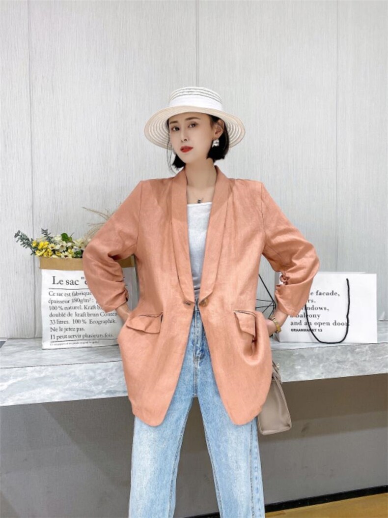 水洗苎西装，女装西装，昊焕