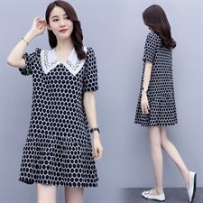 2021夏装新款时尚刺绣娃娃领连衣裙大码，女装连衣裙，尚洛菲