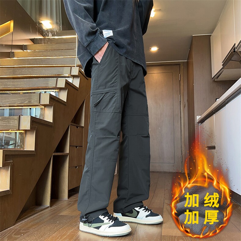 春秋季工装裤男大码户外运动裤多口袋宽松直筒男士休闲裤1230加绒图片