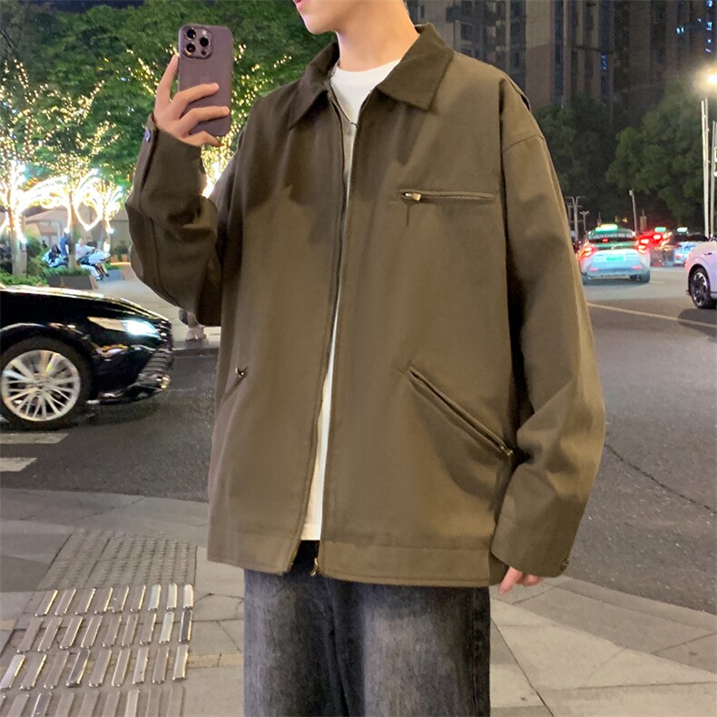 J183-P80秋季水洗复古翻领休闲夹克外套，适合二开,男装夹克,星座109
