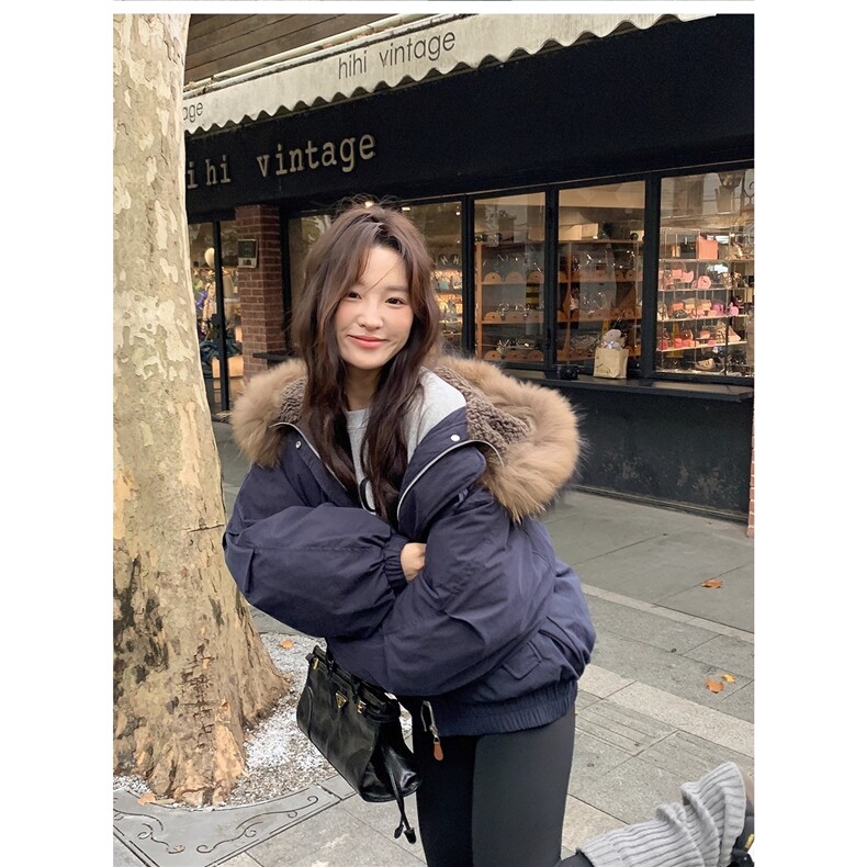 毛领连帽派克风牛角扣外套冬季新款棉服女保暖加厚夹棉袄显瘦棉衣,男装棉衣,星座1210-1