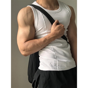 重磅无袖显大背心男夏季运动修身休闲健身训练坎肩弹力速干 T137图片