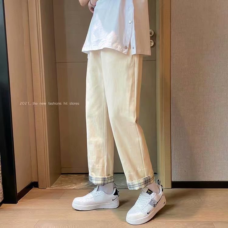 高街ins休闲裤男韩版潮流宽松直筒阔腿裤潮牌百搭九分裤k023-P28，男装休闲裤，星座1008-2