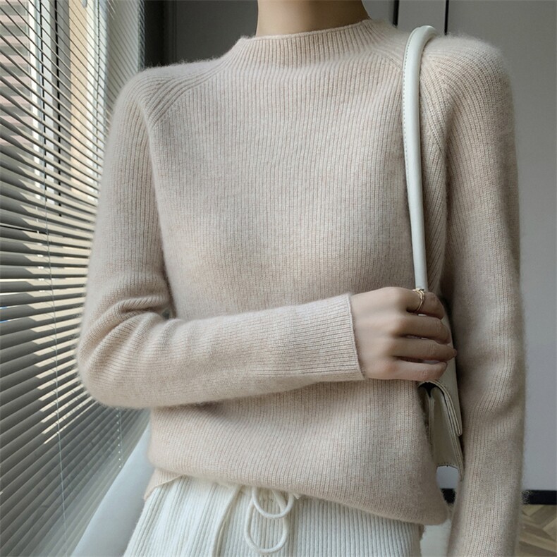 再加厚三股织LP同款baby小山羊绒衫女半高领毛衣宽松针织打底衫，女装羊绒衫，轩妮羊绒